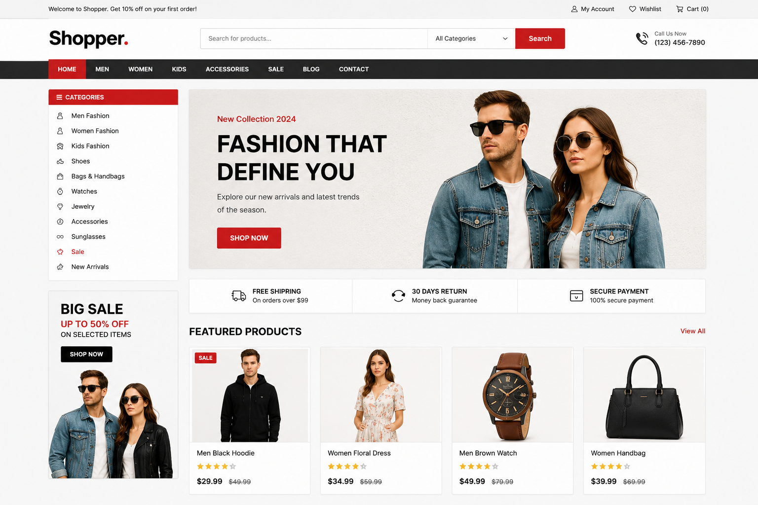 eCommerce Website Before