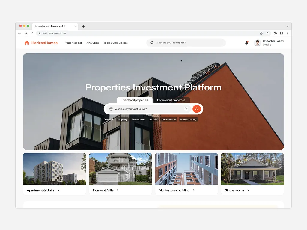 Properties real estate website
