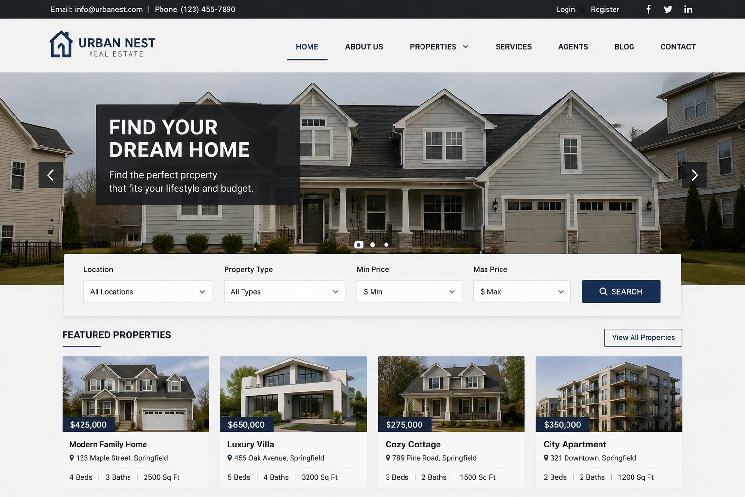 Real Estate Website Before