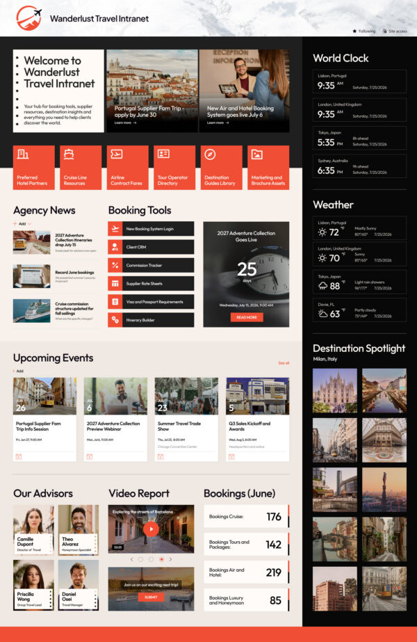 Travel company intranet